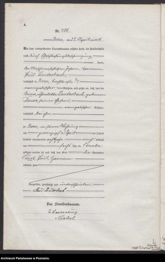 Obraz 14 z jednostki "Księga miejscowa urodzeń tom II [Rejestr główny urodzeń]"