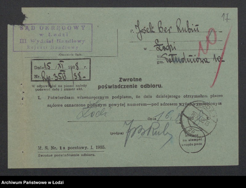 Obraz 19 z jednostki "Josek Ber Rubin – wyrób trykotaży"