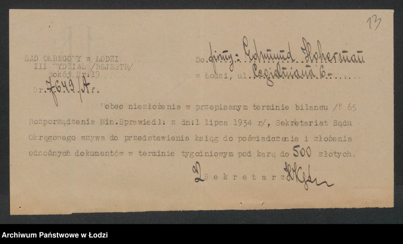 Obraz 15 z jednostki "Edmund Hoherman- sprzedaż towarów włókienniczych"