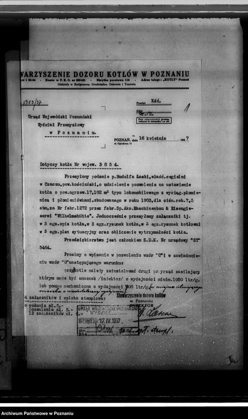 Obraz 5 z jednostki "Cegielnia w Czaczu R. Łaske, pow. kościański nr woj. kotła 3854"