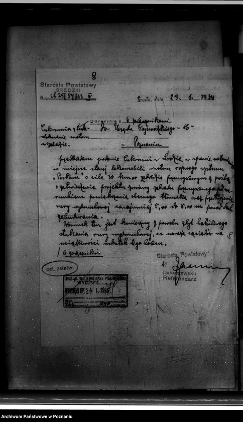 Obraz 14 z jednostki "Zatwierdzenie zakładu przemysłowego /ustawienia motoru ropowego/ Cukrowni w Środzie Spółka Akcyjna"