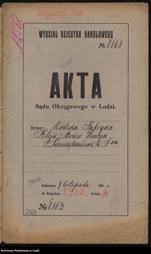 Obraz 2 z jednostki "Łódzka Fabryka Kleju – Brus, Henryk Siemiątkowski i S-ka"
