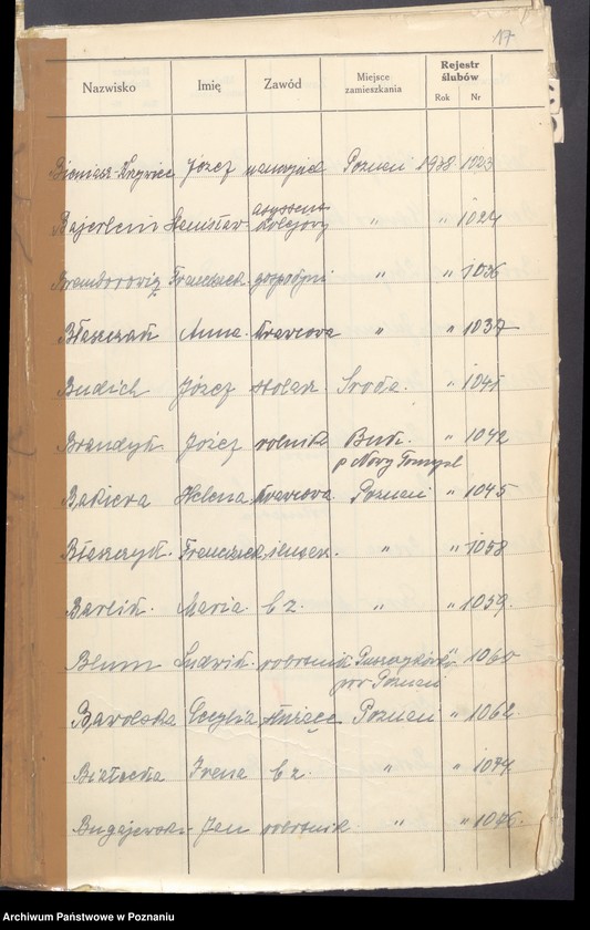 Obraz 19 z jednostki "Spis alfabetyczny małżeństw za 1938"