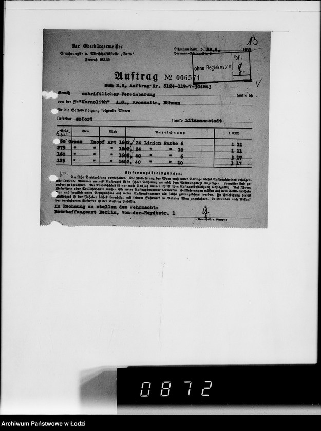 Obraz 17 z jednostki "Kriegsauftrag SS 5124-119-7-304843 13.510 Schutzmäntel f. Kraftfahrer K-Z 6"