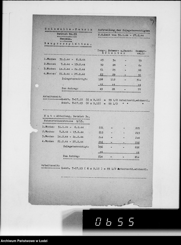 Obraz 13 z jednostki "Statistik [zatrudnienie i produkcja w Getcie według resortów i wydziałów, wykazy dostaw artykułów żywnościowych]"