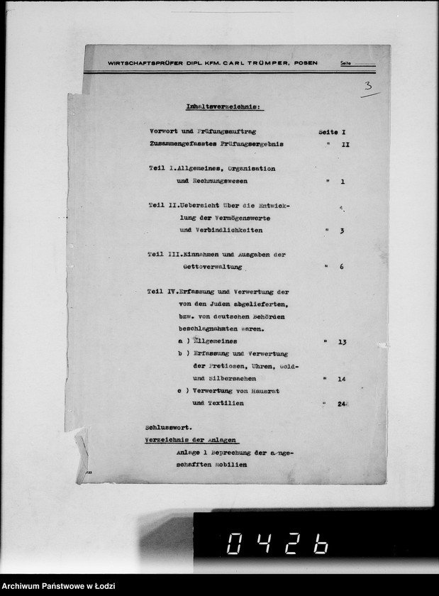 Obraz 7 z jednostki "Bericht über die Prüfung bei der Gettoverwaltung-Litzmannstadt."