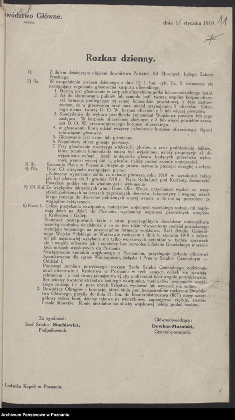 Obraz 13 z jednostki "/Rozkazy dzienne Dowództwa Głównego Sił Zbrojnych w byłym zaborze pruskim/, do nr 100."