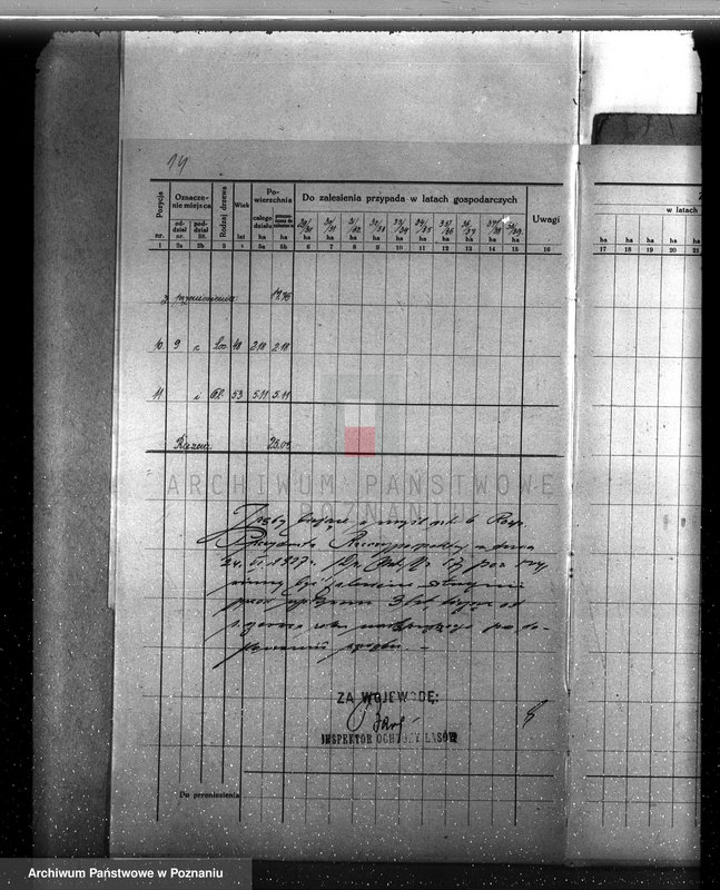 image.from.unit.number "Plan urządzenia gospodarstwa leśnego dla lasu majętności Myszkowo powiat szamotulski 1929-1939"