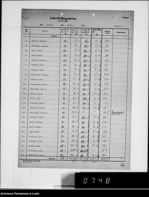 Obraz 8 z jednostki "Abschlag-Listen"