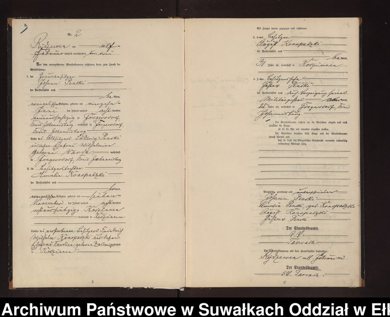 image.from.unit.number "Heirtahs-Neben-Register des Preussischen Standes-Amtes Rydzewen Kreis Lötzen"