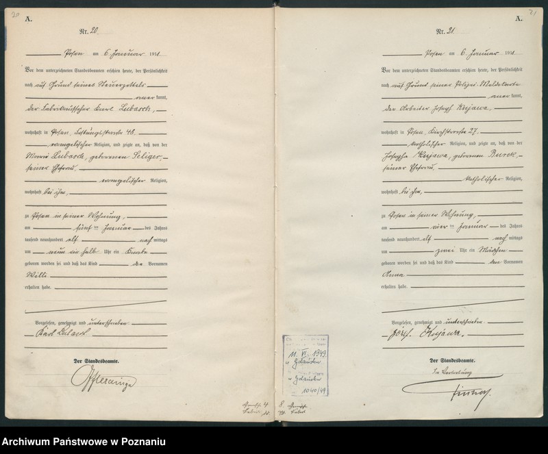 Obraz 13 z jednostki "Księga miejscowa urodzeń tom I [Rejestr główny urodzeń]"