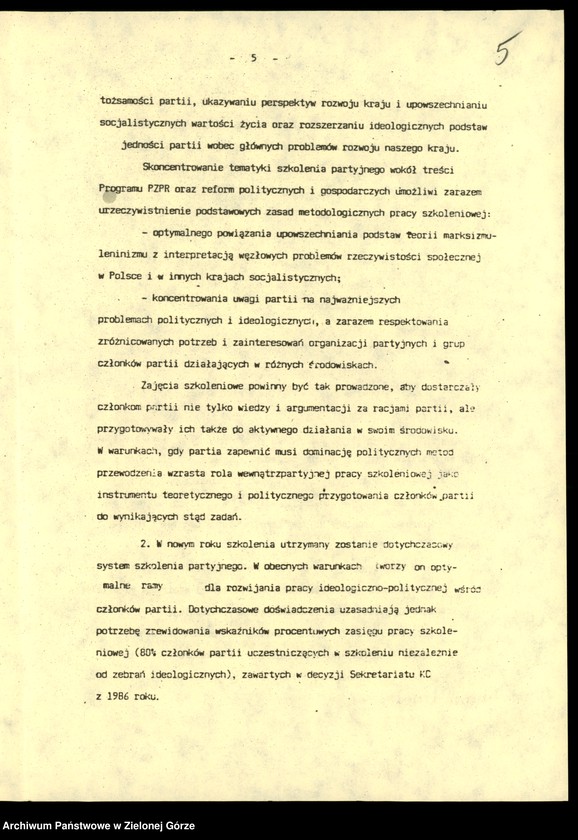 image.from.unit.number "Szkolenie partyjne. Wytyczne sekretariatu KC na lata 1988/1989, ocena przebiegu kampanii w latach 1976/1977, założenia na 1977/1978, informacja o szkoleniu 1978/1979, ocena szkolenia 1987/1988, ocena agitacji w 1978 r."