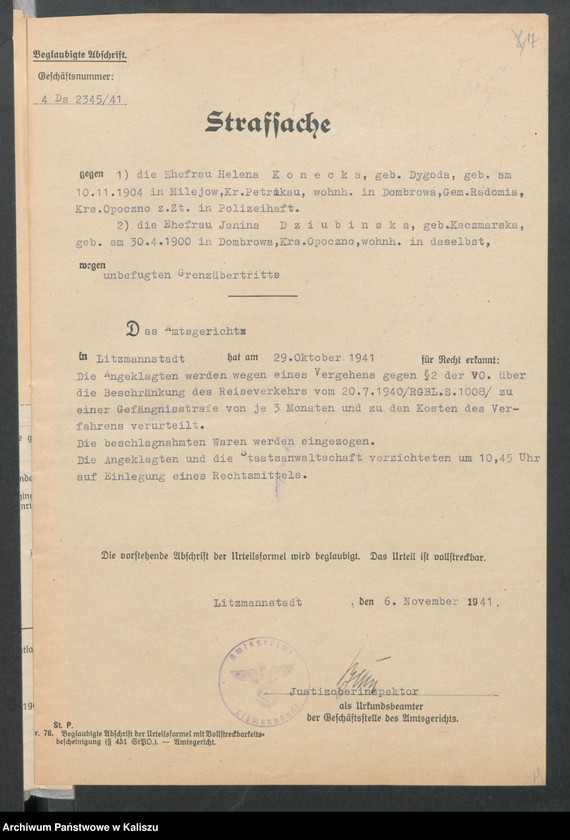 image.from.unit.number "[Akta osobowe więźnia - Konecka Helena, zam. Dąbrowo, pow. Opoczno]"