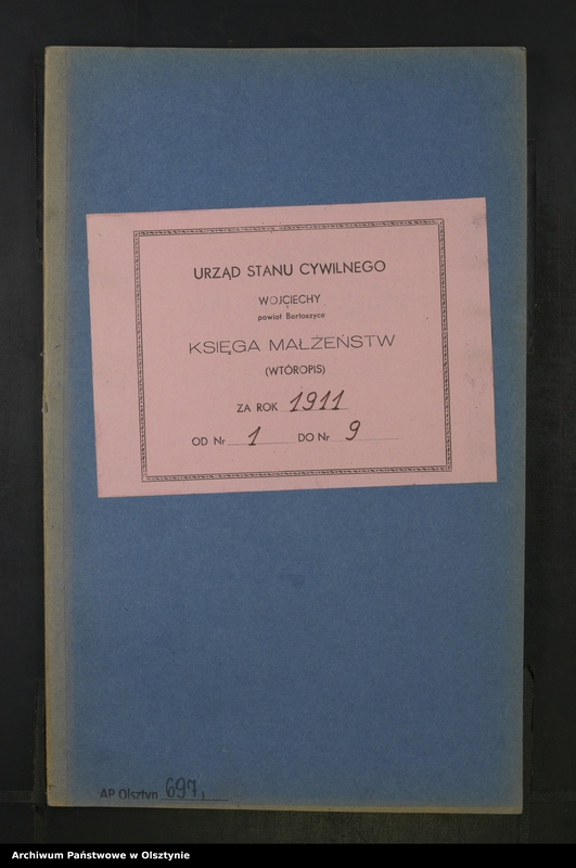 image.from.unit.number "Heiraths-Neben-Register Nr 1 - 9 [ Księga małżeństw - wtóropis ]"