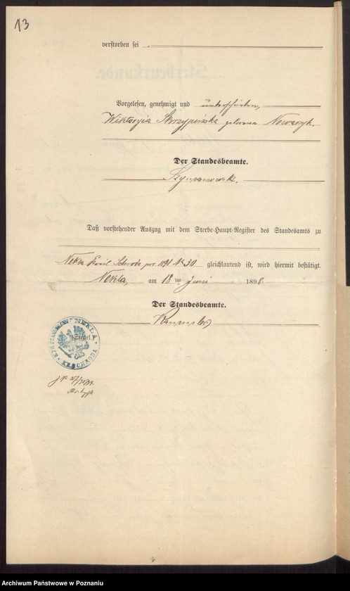 Obraz 15 z jednostki "Die von den Verlobten beigebrachten Urkunden zur Eheschliessung pro 1898"