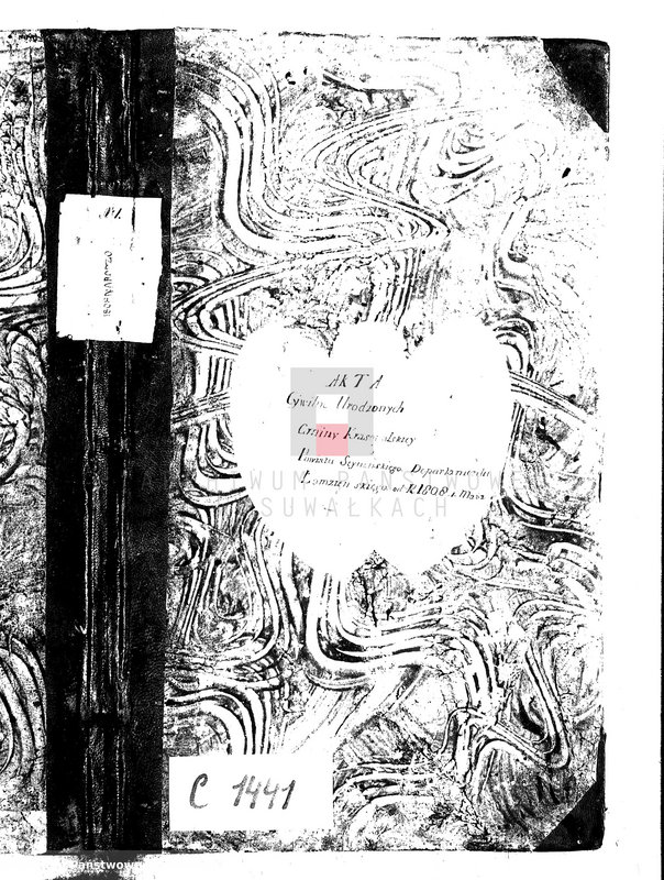 image.from.unit.number "Akta Cywilne Urodzonych Gminy Krasnopolskiey Powiatu Seyneńskiego Departamentu Łomżyńskiego od R.1808 Maia."