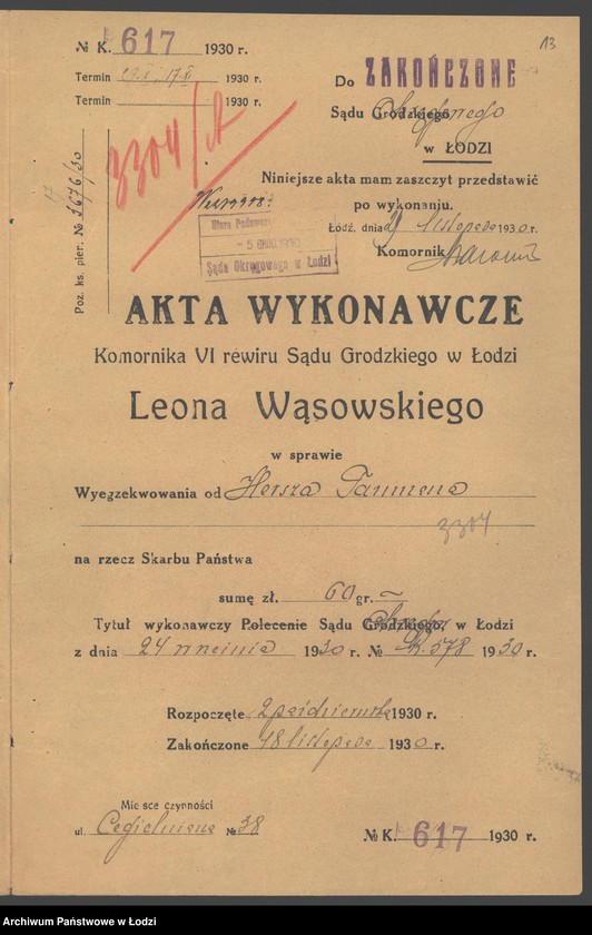 Obraz 15 z jednostki "Hersz Tauman- prowadzenie domu ekspedycyjnego"