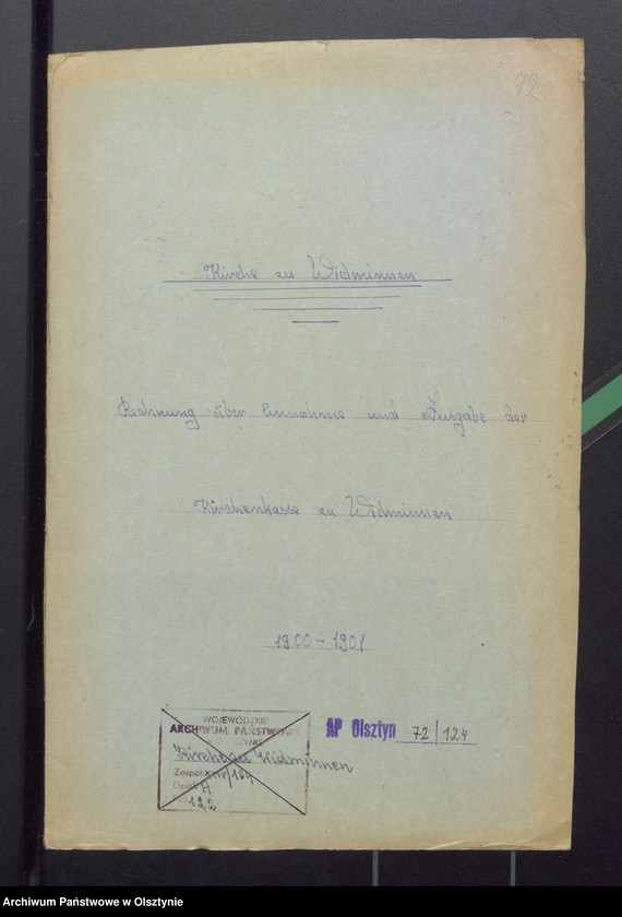 image.from.unit.number "Rechnung über Einnahme und Ausgabe der Kirchenkasse zu Widminnen"