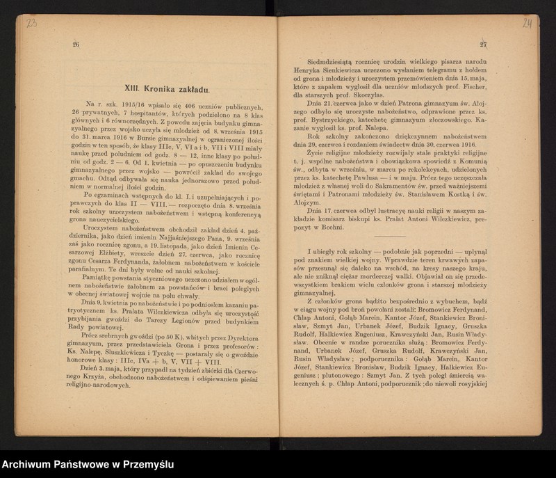 image.from.unit.number "Sprawozdanie Dyrekcji c.k. Gimnazjum w Bochni za rok szkolny 1915/16"