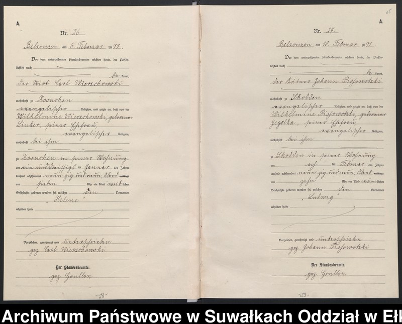 image.from.unit.number "[Geburts-Neben-Register des (Königlichen) Preussischen Standes-Amtes Belzonzen Kreis Johannisburg]"