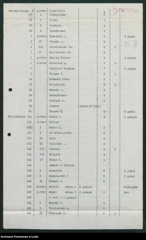 Obraz 17 z jednostki "[Akta XI Komisariatu Milicji Obywatelskiej - protokoły zajść ulicznych, aresztowań i osób zaginionych oraz spisy wolnych mieszkań]"