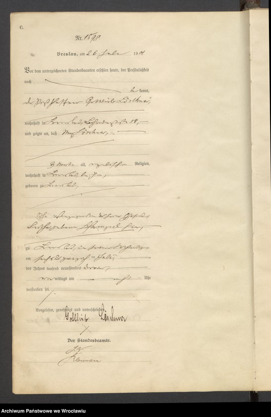 image.from.unit.number "Sterbe-Haupt-Register Breslau II 1901 Band 5"