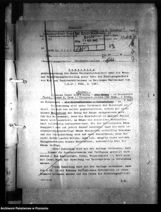 Obraz 10 z jednostki "Wohnungszuweisungen für Deutsche. Verdrängung der Polen."
