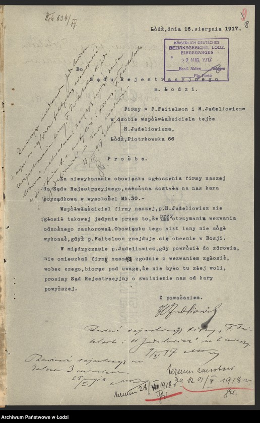 Obraz 10 z jednostki "Frieda Fetelsohn, Hirsz Judelowicz- fabryka towarów wełnianych"