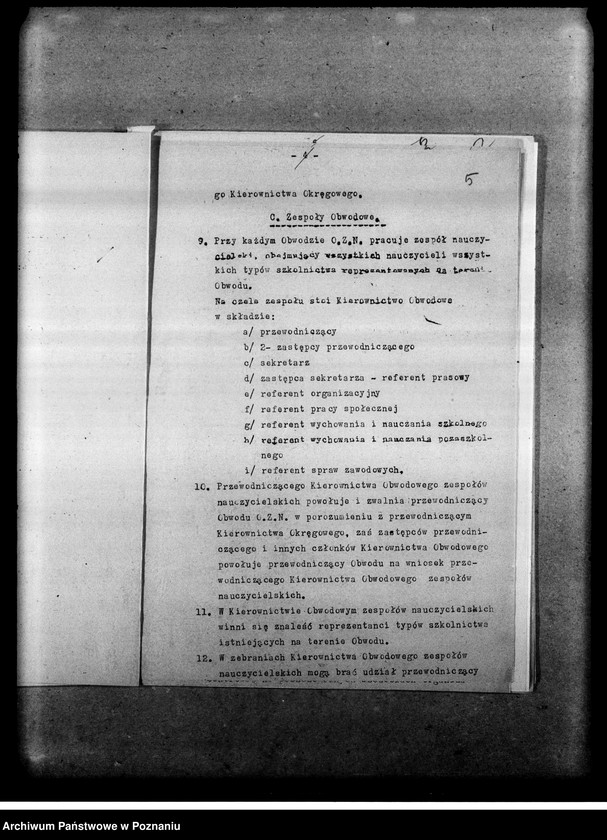 Obraz 8 z jednostki "Pisma okólne, instrukcje oraz korespondencja dotycząca organizacji i zadań zespołów nauczycielskich Obozu Zjednoczenia Narodowego. Listy obecnych na odprawach delegatów w/w sprawie"