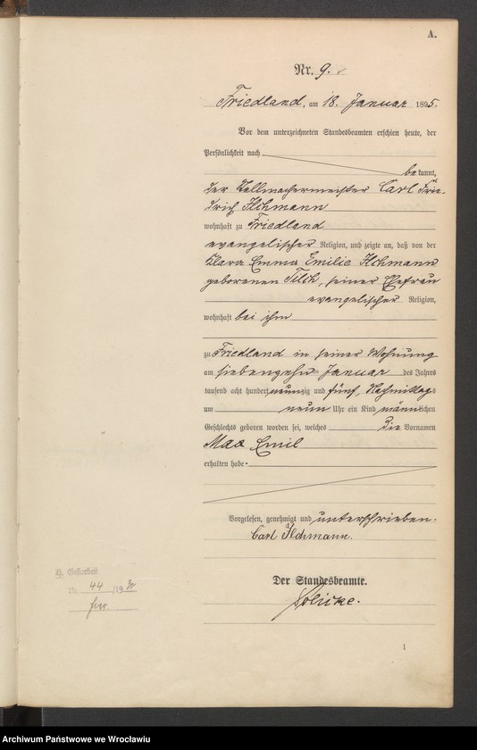 image.from.unit.number "Księga urodzeń USC Mieroszów (Friedland) 1895"