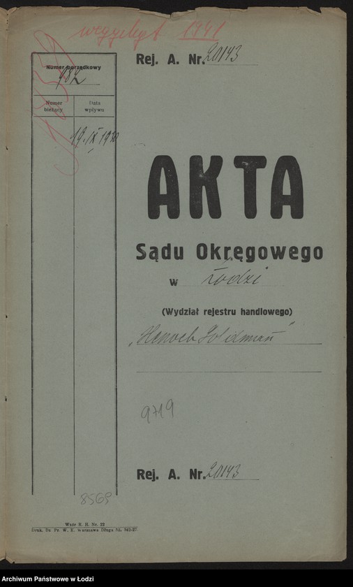 Obraz 2 z jednostki "Henoch Goldman- drobna sprzedaż towarów bawełnianych i półwełnianych"