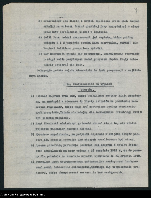 Obraz 9 z jednostki "[Wynik obrad polsko-niemieckich wynikających z 312 artykułu Traktatu Wersalskiego w sprawie ubezpieczeń społecznych]"