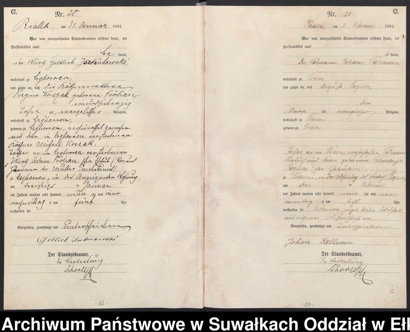image.from.unit.number "Sterbe-Haupt-Register des Königlichen Preussischen Standes-Amtes Belzonzen Kreis Johannisburg"