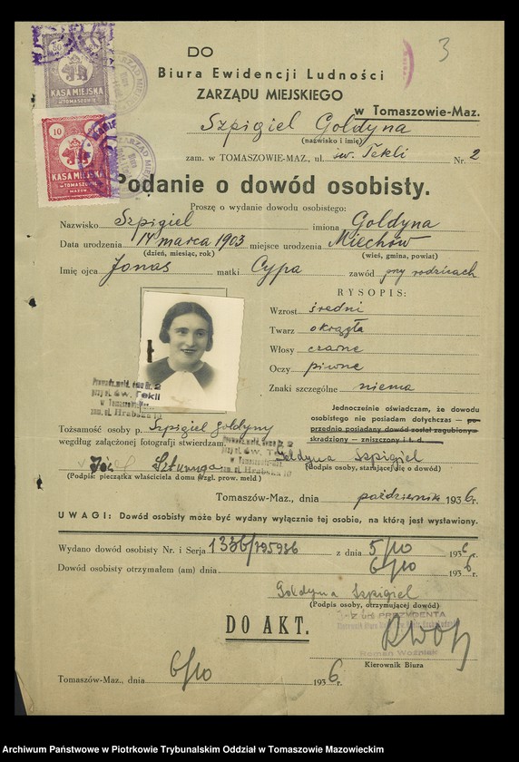 image.from.unit.number "Dowodów osobistych od nr 1334 do 1550. Tom VIII"