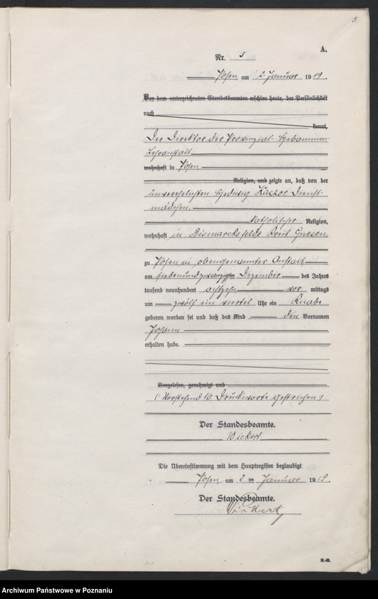 Obraz 7 z jednostki "Księga urodzeń odpis tom I [Rejestr poboczny urodzeń]"