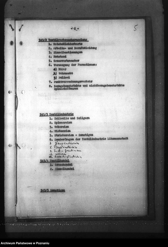 Obraz 9 z jednostki "Wykaz akt dla wydziału Wirtschaft und Arbeit"