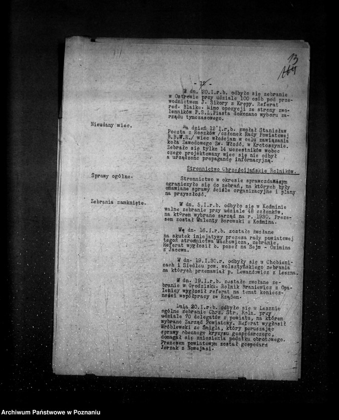 Obraz 17 z jednostki "Sprawozdania sytuacyjne miesięczne z życia społeczno-politycznego za miesiące styczeń, luty, marzec 1930 r."