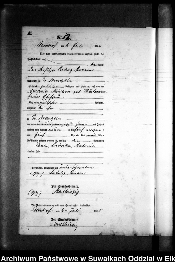 image.from.unit.number "Geburts-Neben-Register des Preussischen Standes-Amtes Gr. Strengeln Kreis Angerburg"