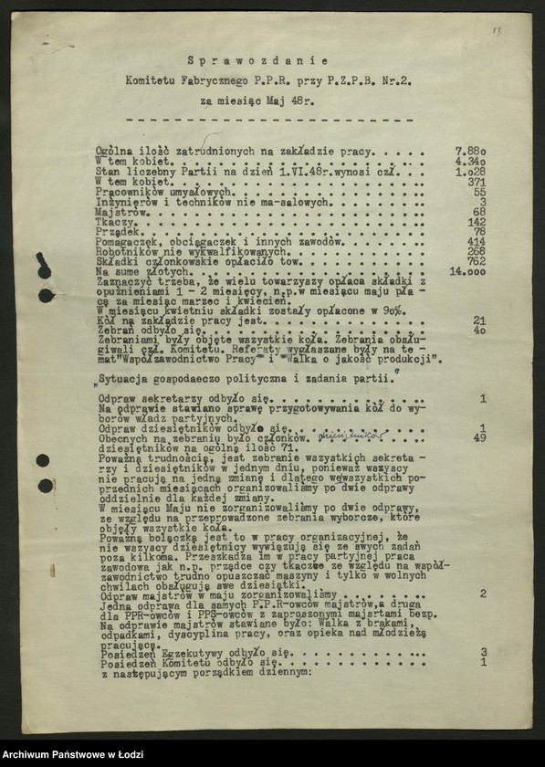 Obraz 14 z jednostki "Sprawozdania miesięczne komitetów fabrycznych zakładów wydzielonych t. 1"