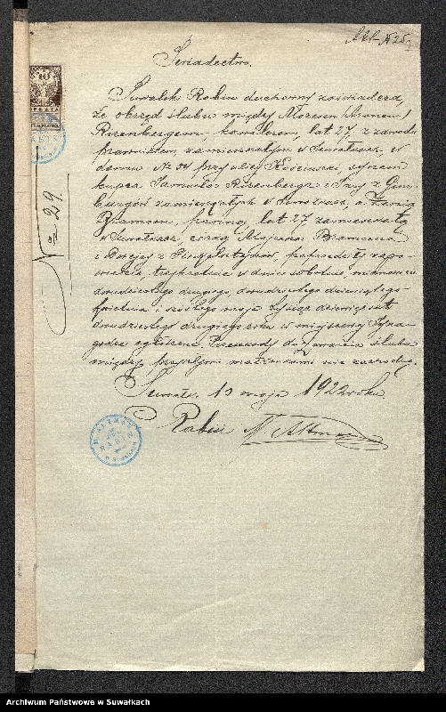 image.from.unit.number "[Dokumenty do akt małżeństw okręgu bożniczego w Suwałkach z 1922 roku]"