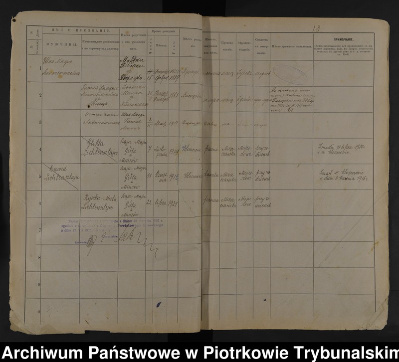 image.from.unit.number "Księga ludnosci stałej m[iasta] Przedborza Tom VII. d[omy] 1 - 26 W[idoma]"