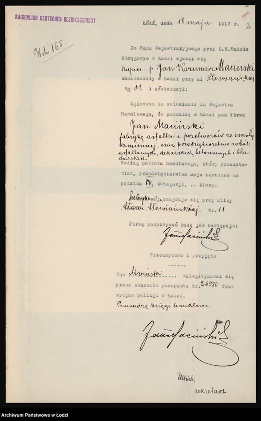 Obraz 4 z jednostki "Jan Maciński- fabryka asfaltu i przetworów ze smoły kamiennej oraz przedsiębiorstwo robót asfaltowych, dekarskich, betonowych i blacharskich"