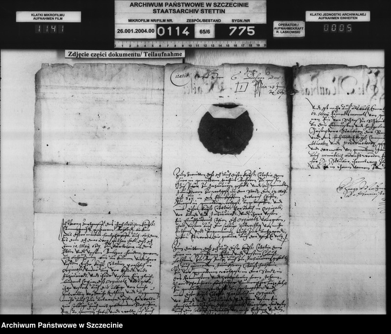 image.from.unit.number "Magnus v. Horn zu Ranzin / Joachim v. Behr zu Schlagtow, Balzer v. Heyden zu Kartlow und Klaus v. Holstein [Holste] zu Passow: Bürgerschaftsschuld, Einweisung in den Hornschen Hof. Zu Büssow."