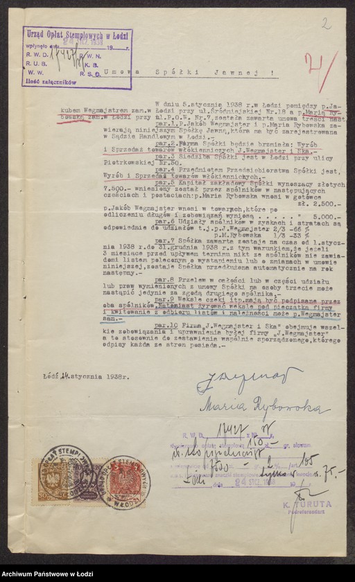 Obraz 4 z jednostki "Jakub Wegmajster, Maria Rybowska- wyrób i sprzedaż towarów włókienniczych"