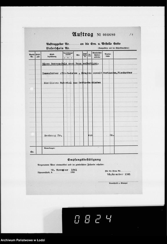 Obraz 14 z jednostki "Kürschnerei. [Zamówienia, rachunki i świadectwa dostaw]"