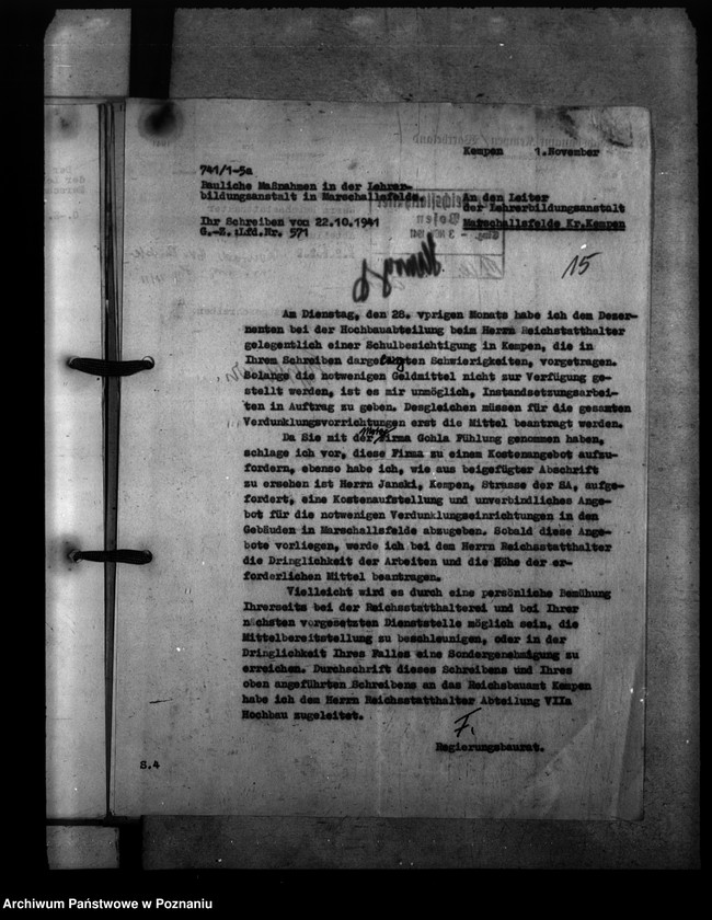 Obraz 19 z jednostki "Lehrerbildungsanstalt Marsehfelde Marszałki powiat Ostrzeszów (Zakład skonfiskowany OO. Salezjanom)"