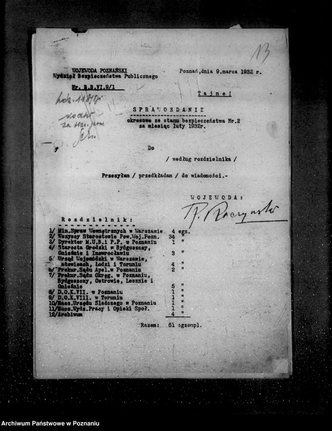 Obraz 17 z jednostki "Sprawozdania okresowe ze stanu bezpieczeństwa za miesiące styczeń-czerwiec 1932 r. /nr 1-6/"