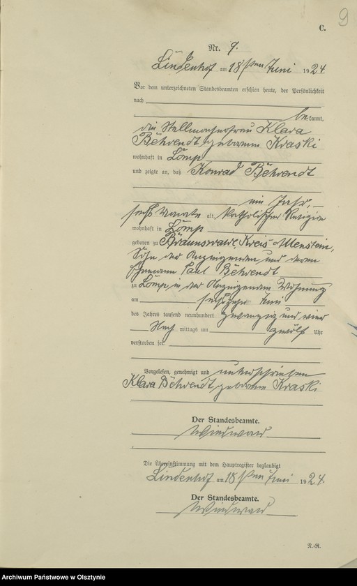 image.from.unit.number "Sterbe-Register / Neben-Register/ Nr 1 - 18"