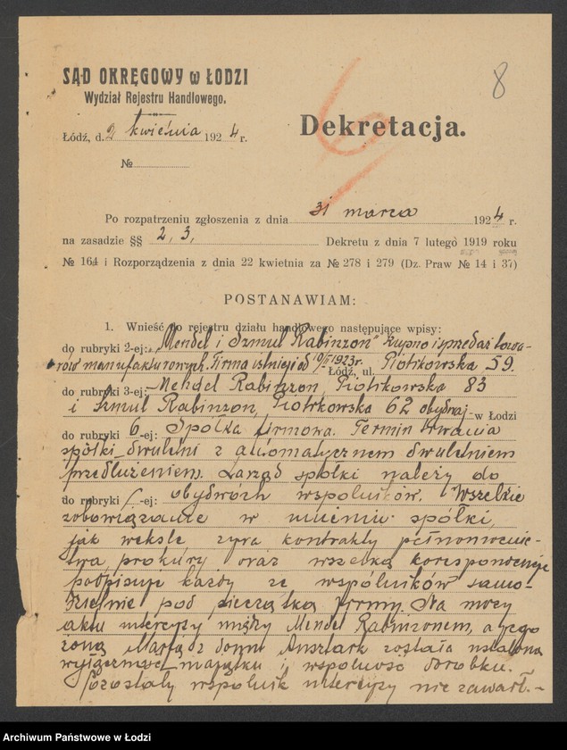 Obraz 10 z jednostki "Mendel i Szmul Rabinson- sprzedaż manufaktury"