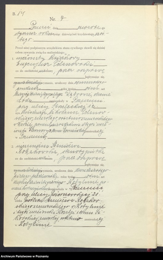 Obraz 15 z jednostki "Księga miejscowa małżeństw tom I [Rejestr główny małżeństw]"